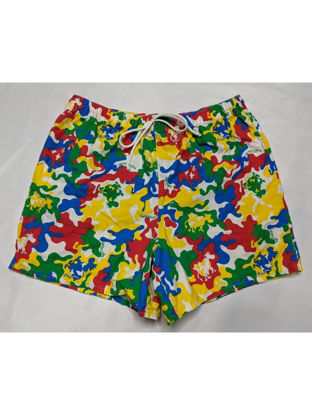 Vintage 90s Cow Moo Flage Colorful Camo Shorts Men Women Medium Large GYM Autism